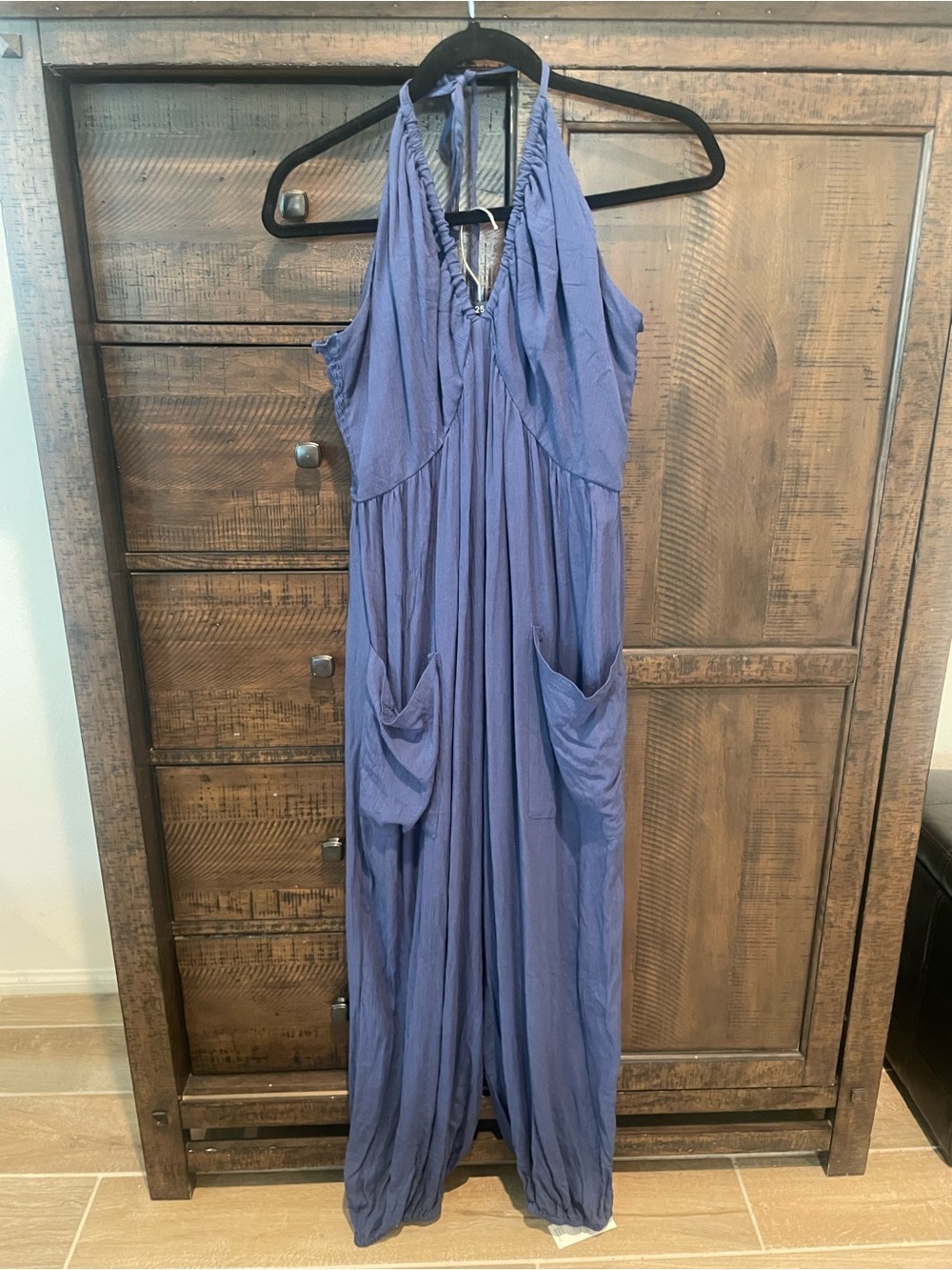 Cupshe Navy Blue Halter Maxi Swim Coverup